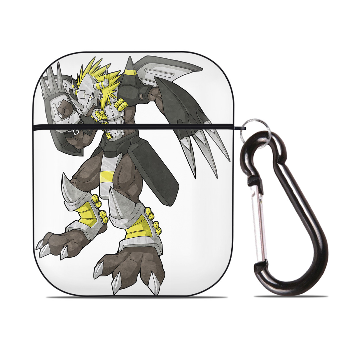 （画像用） Digimon デジタルモンスター/デジモン AirPods 第2世代保護ケース ハードシェル ブラック 耐衝撃・防指紋・カラビナ付き