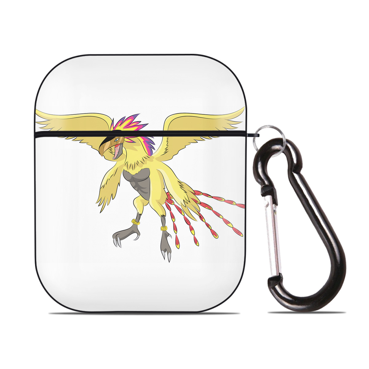 （画像用） Digimon デジタルモンスター/デジモン AirPods 第2世代保護ケース ハードシェル ブラック 耐衝撃・防指紋・カラビナ付き