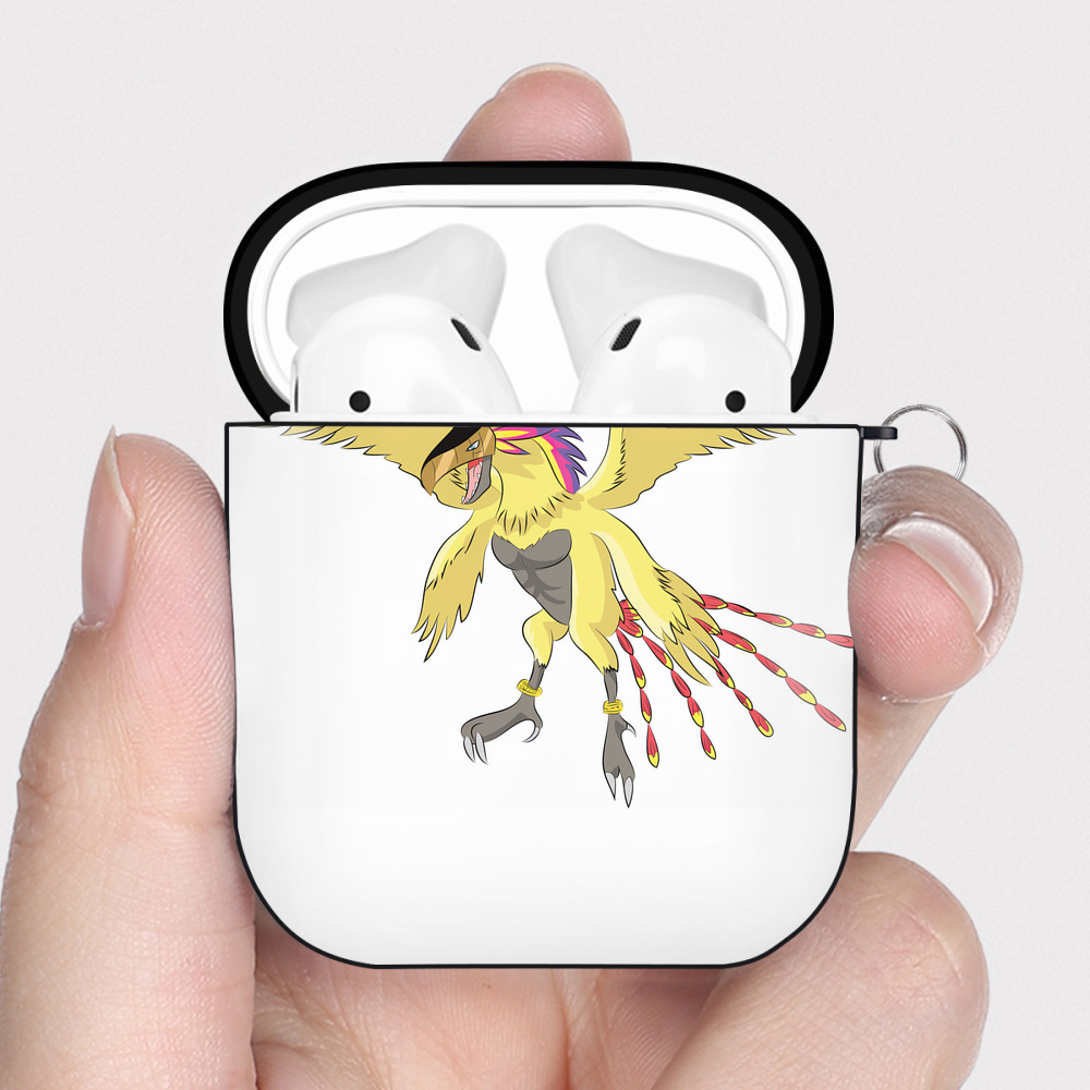 （画像用） Digimon デジタルモンスター/デジモン AirPods 第2世代保護ケース ハードシェル ブラック 耐衝撃・防指紋・カラビナ付き