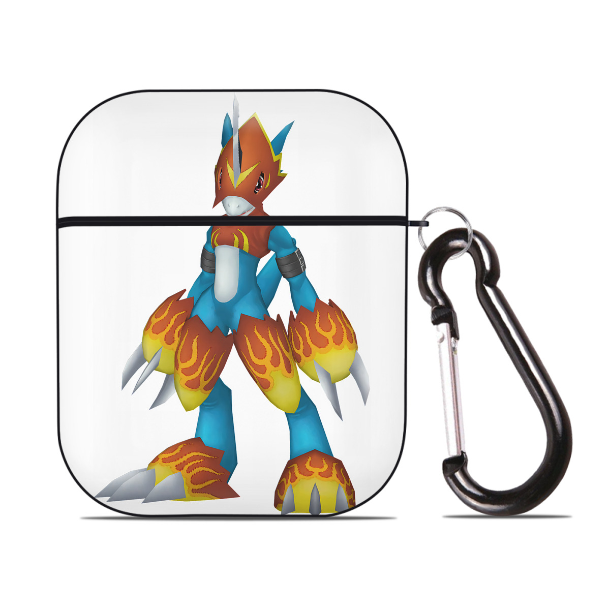 （画像用） Digimon デジタルモンスター/デジモン AirPods 第2世代保護ケース ハードシェル ブラック 耐衝撃・防指紋・カラビナ付き