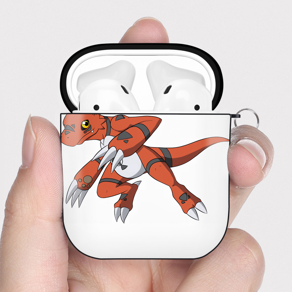 （画像用） Digimon デジタルモンスター/デジモン AirPods 第2世代保護ケース ハードシェル ブラック 耐衝撃・防指紋・カラビナ付き
