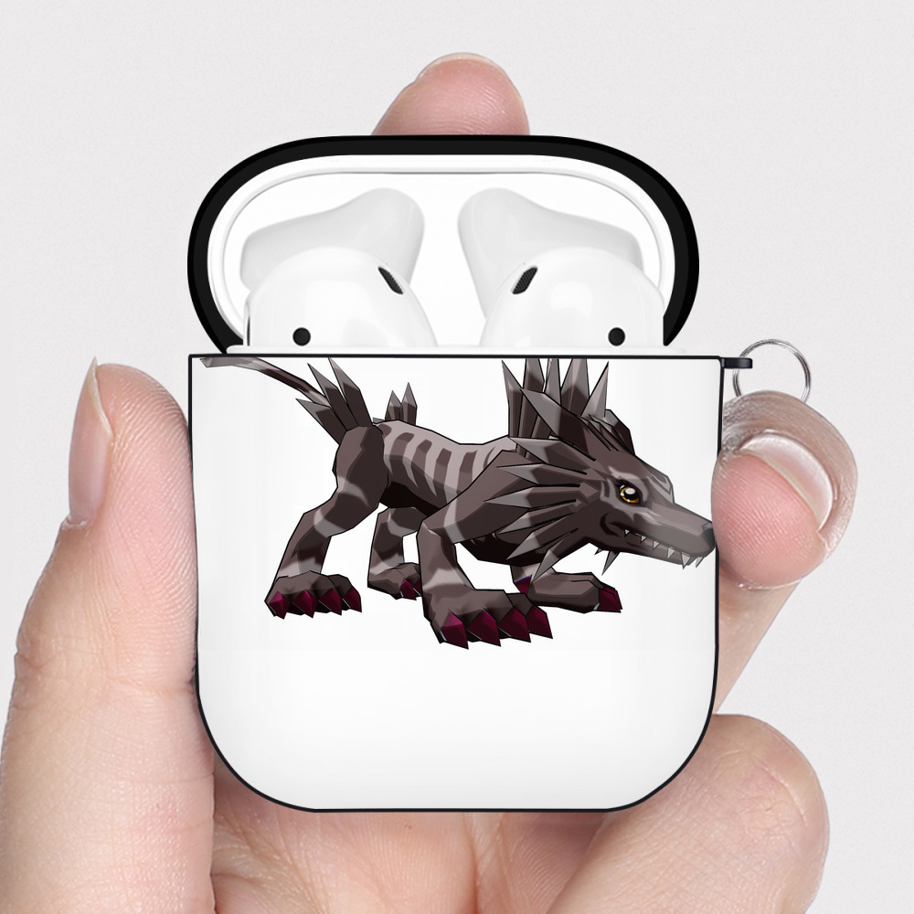 （画像用） Digimon デジタルモンスター/デジモン AirPods 第2世代保護ケース ハードシェル ブラック 耐衝撃・防指紋・カラビナ付き