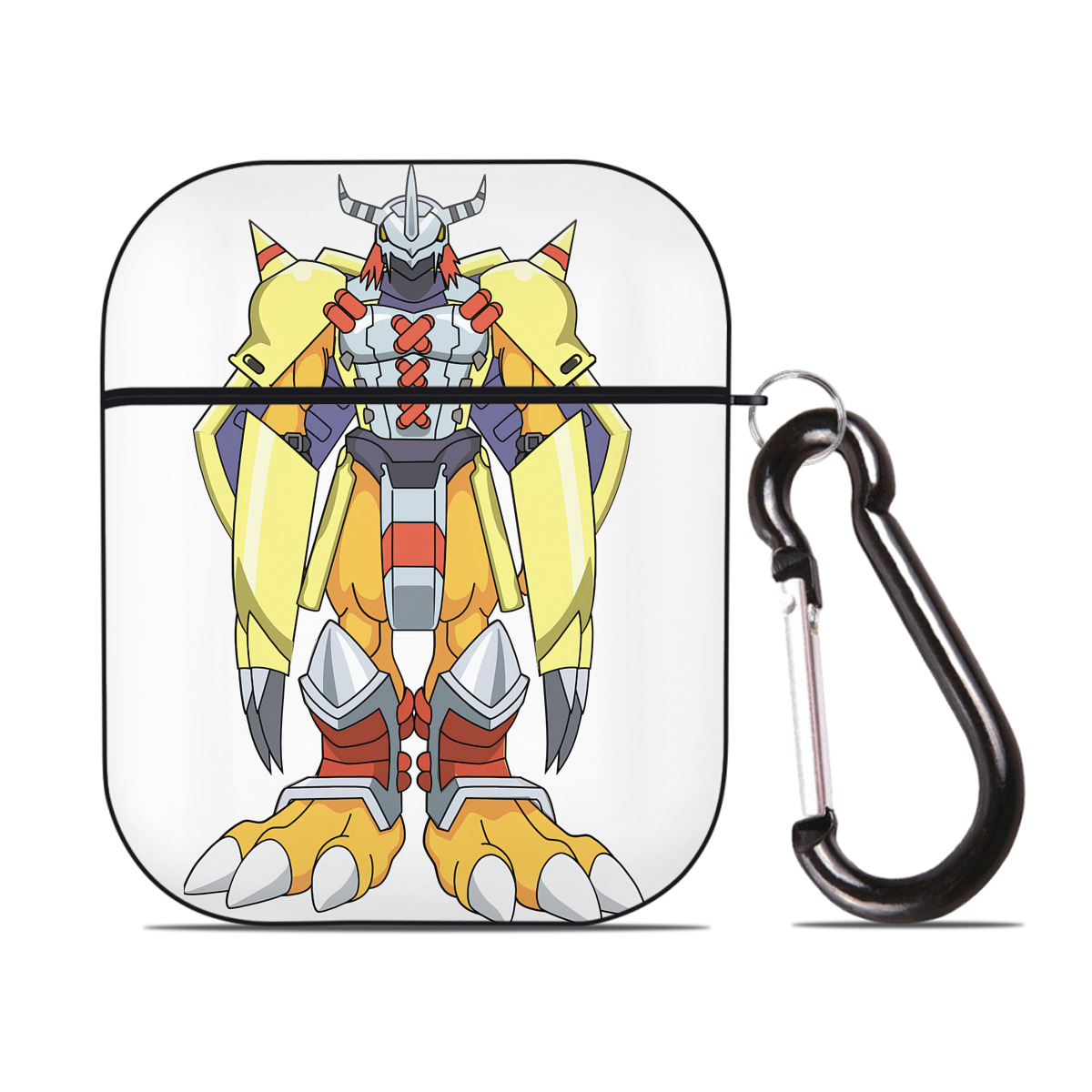 （画像用） Digimon デジタルモンスター/デジモン AirPods 第2世代保護ケース ハードシェル ブラック 耐衝撃・防指紋・カラビナ付き