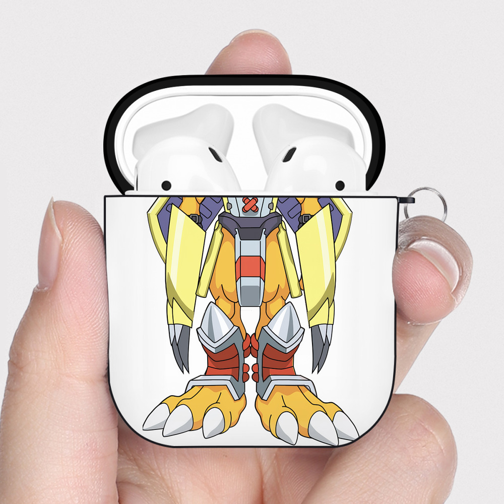 （画像用） Digimon デジタルモンスター/デジモン AirPods 第2世代保護ケース ハードシェル ブラック 耐衝撃・防指紋・カラビナ付き