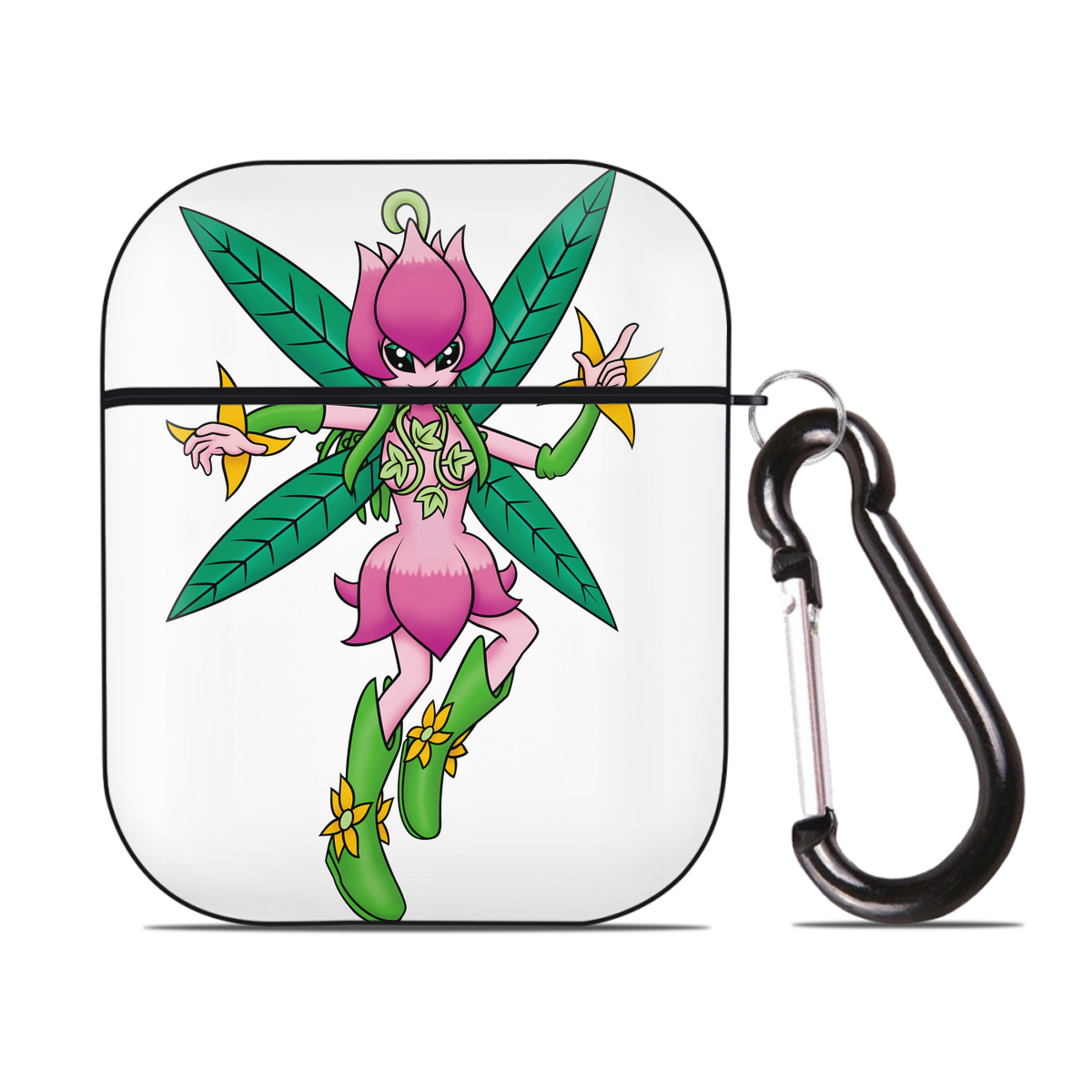 （画像用） Digimon デジタルモンスター/デジモン AirPods 第2世代保護ケース ハードシェル ブラック 耐衝撃・防指紋・カラビナ付き