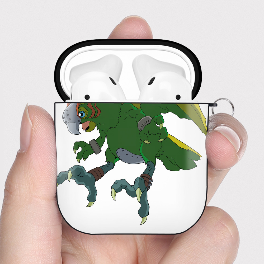 （画像用） Digimon デジタルモンスター/デジモン AirPods 第2世代保護ケース ハードシェル ブラック 耐衝撃・防指紋・カラビナ付き