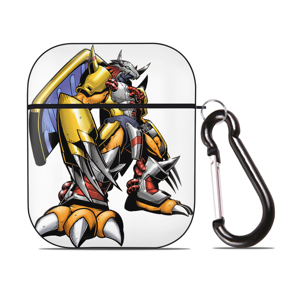 （画像用） Digimon デジタルモンスター/デジモン AirPods 第2世代保護ケース ハードシェル ブラック 耐衝撃・防指紋・カラビナ付き