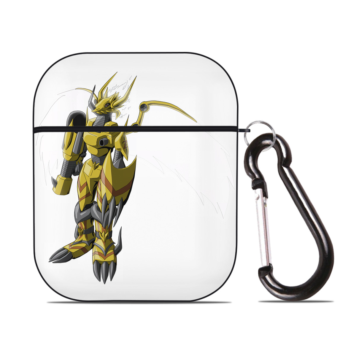 （画像用） Digimon デジタルモンスター/デジモン AirPods 第2世代保護ケース ハードシェル ブラック 耐衝撃・防指紋・カラビナ付き