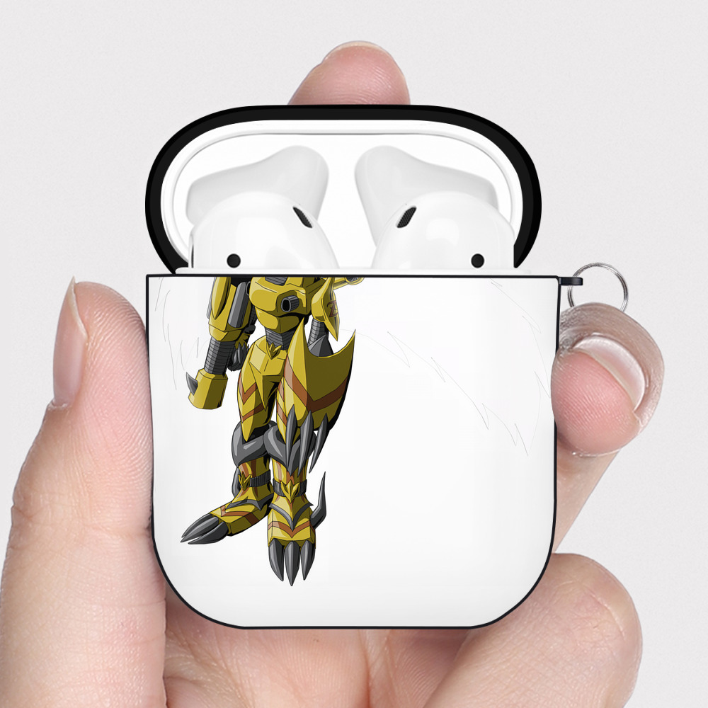 （画像用） Digimon デジタルモンスター/デジモン AirPods 第2世代保護ケース ハードシェル ブラック 耐衝撃・防指紋・カラビナ付き