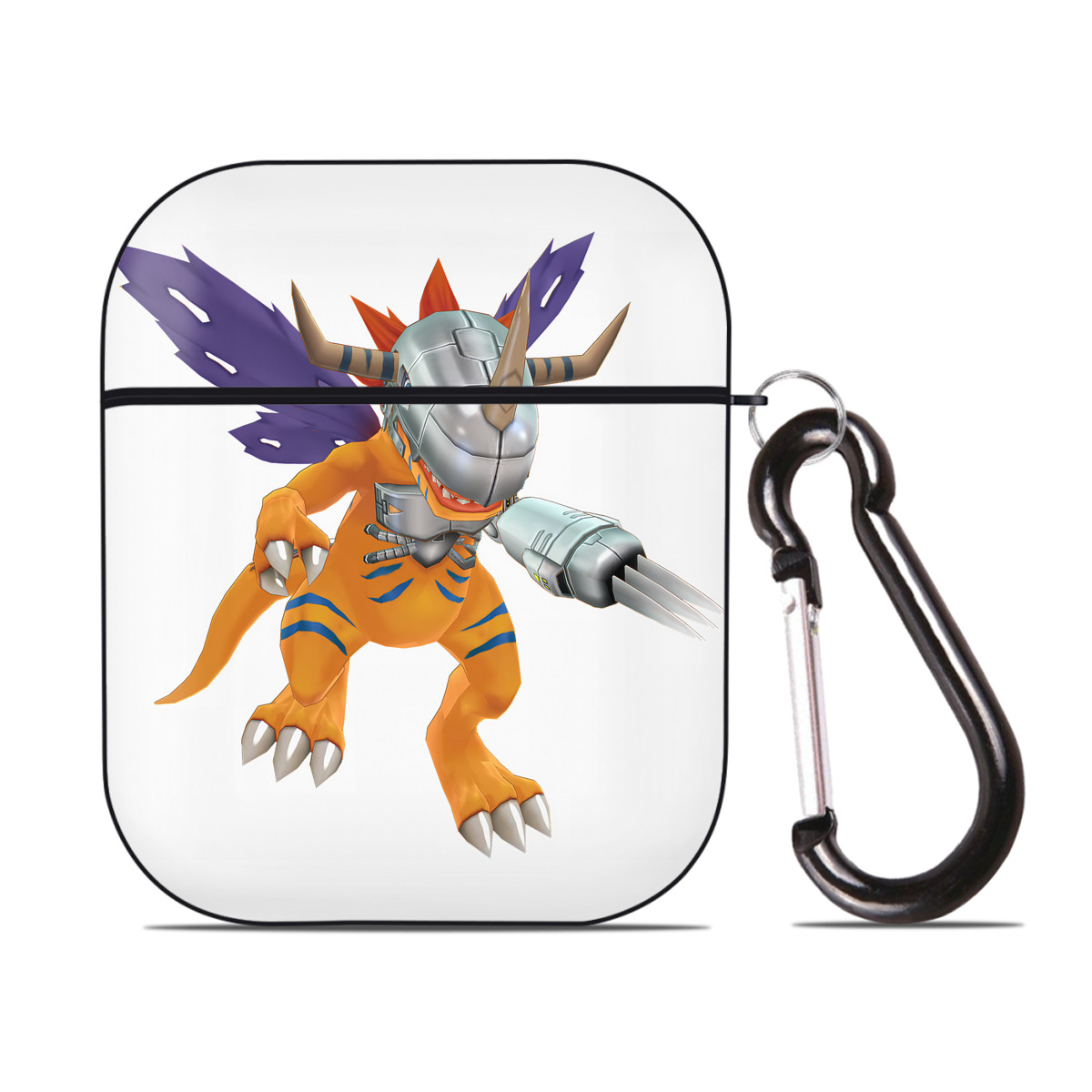（画像用） Digimon デジタルモンスター/デジモン AirPods 第2世代保護ケース ハードシェル ブラック 耐衝撃・防指紋・カラビナ付き