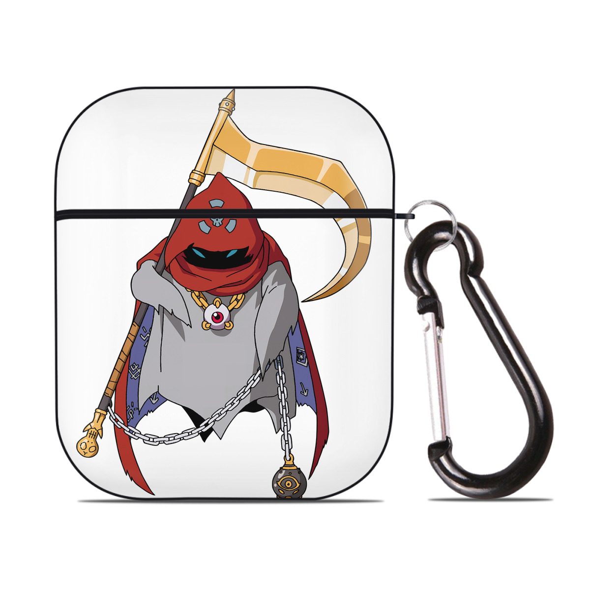 （画像用） Digimon デジタルモンスター/デジモン AirPods 第2世代保護ケース ハードシェル ブラック 耐衝撃・防指紋・カラビナ付き