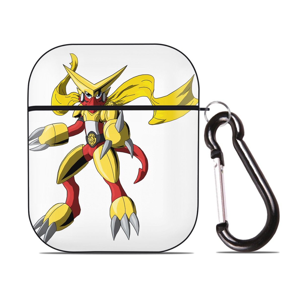 （画像用） Digimon デジタルモンスター/デジモン AirPods 第2世代保護ケース ハードシェル ブラック 耐衝撃・防指紋・カラビナ付き