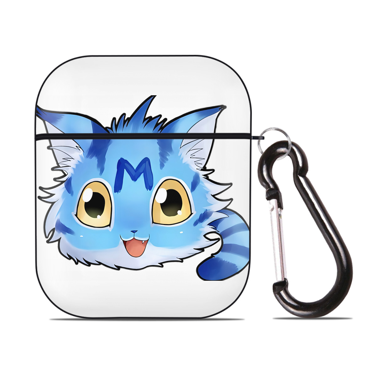 （画像用） Digimon デジタルモンスター/デジモン AirPods 第2世代保護ケース ハードシェル ブラック 耐衝撃・防指紋・カラビナ付き