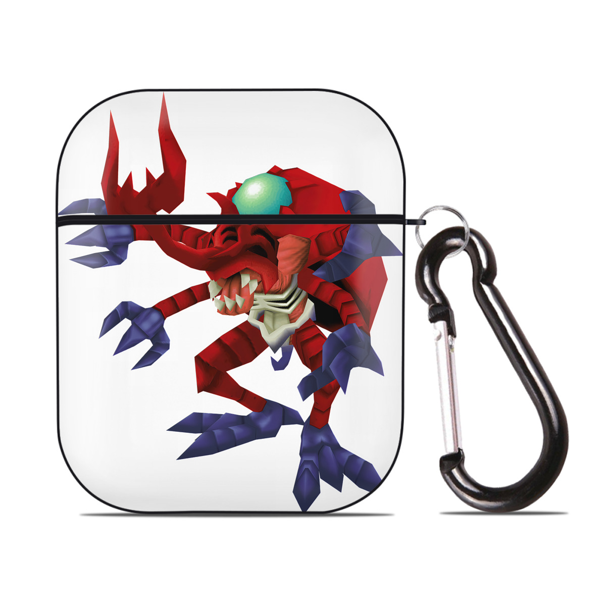 （画像用） Digimon デジタルモンスター/デジモン AirPods 第2世代保護ケース ハードシェル ブラック 耐衝撃・防指紋・カラビナ付き