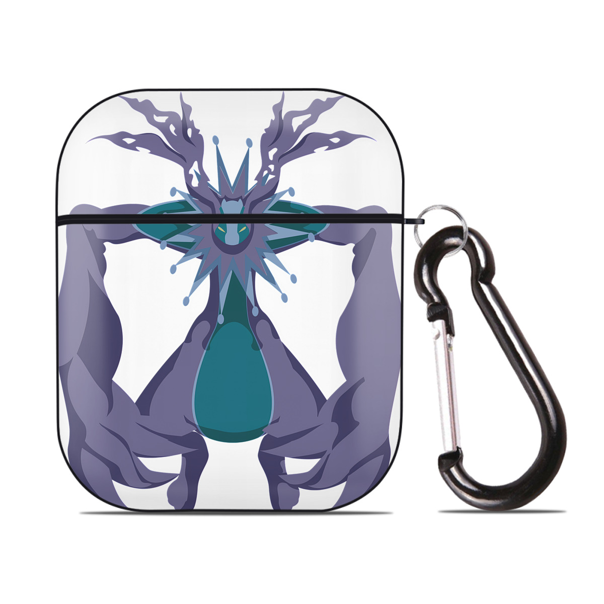 （画像用） Digimon デジタルモンスター/デジモン AirPods 第2世代保護ケース ハードシェル ブラック 耐衝撃・防指紋・カラビナ付き