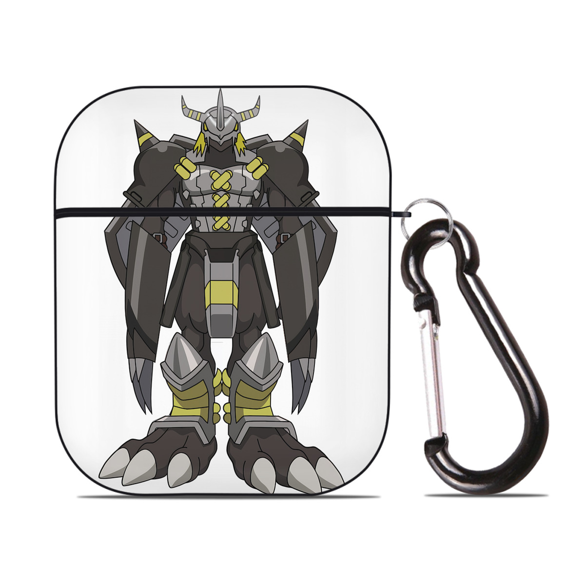 （画像用） Digimon デジタルモンスター/デジモン AirPods 第2世代保護ケース ハードシェル ブラック 耐衝撃・防指紋・カラビナ付き