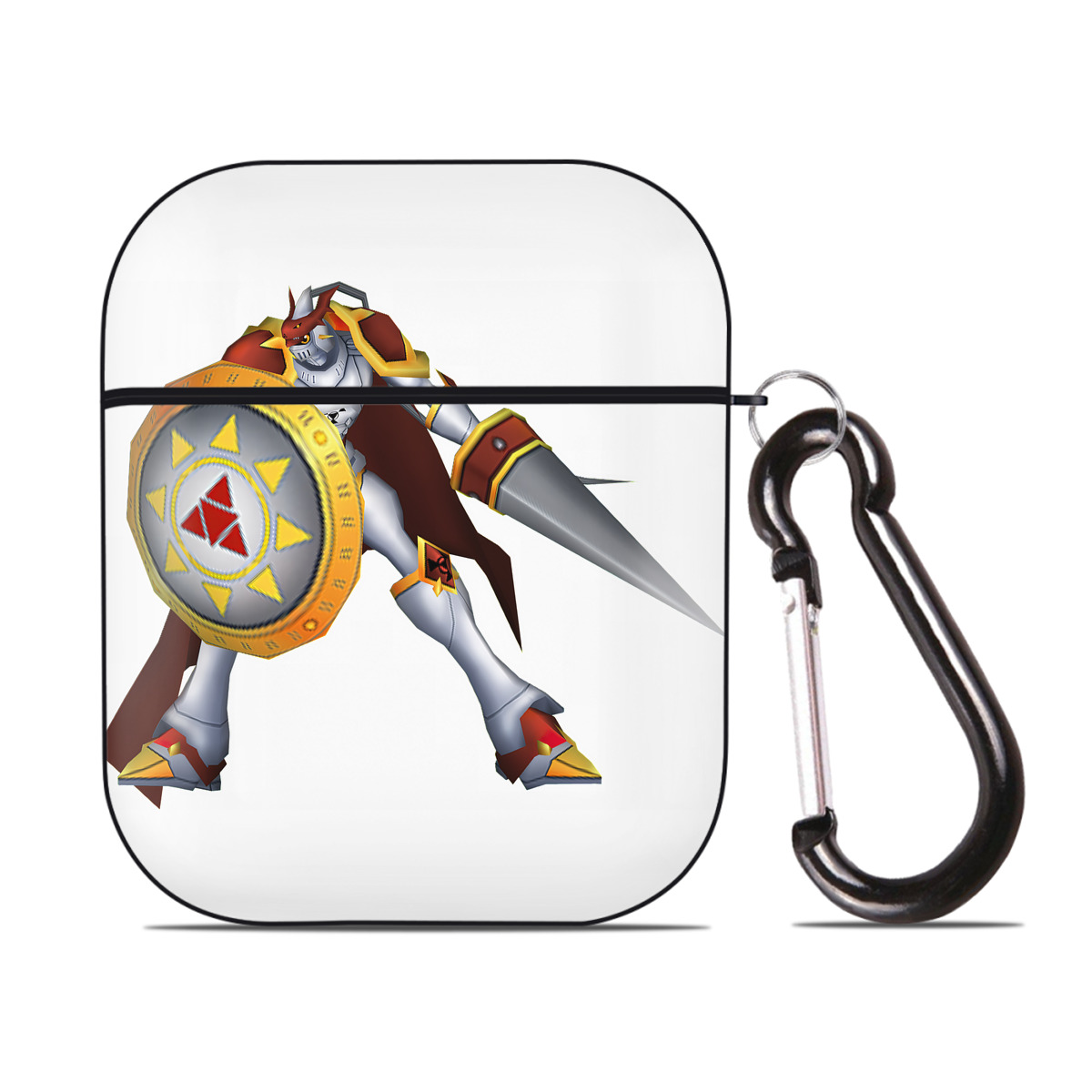 （画像用） Digimon デジタルモンスター/デジモン AirPods 第2世代保護ケース ハードシェル ブラック 耐衝撃・防指紋・カラビナ付き