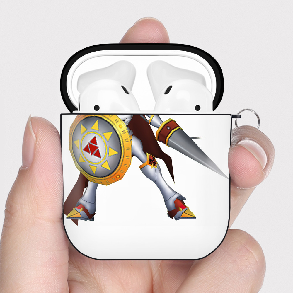 （画像用） Digimon デジタルモンスター/デジモン AirPods 第2世代保護ケース ハードシェル ブラック 耐衝撃・防指紋・カラビナ付き