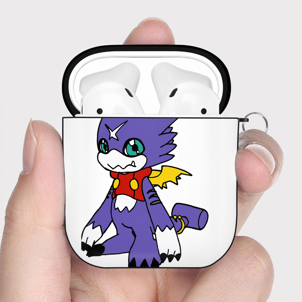 （画像用） Digimon デジタルモンスター/デジモン AirPods 第2世代保護ケース ハードシェル ブラック 耐衝撃・防指紋・カラビナ付き