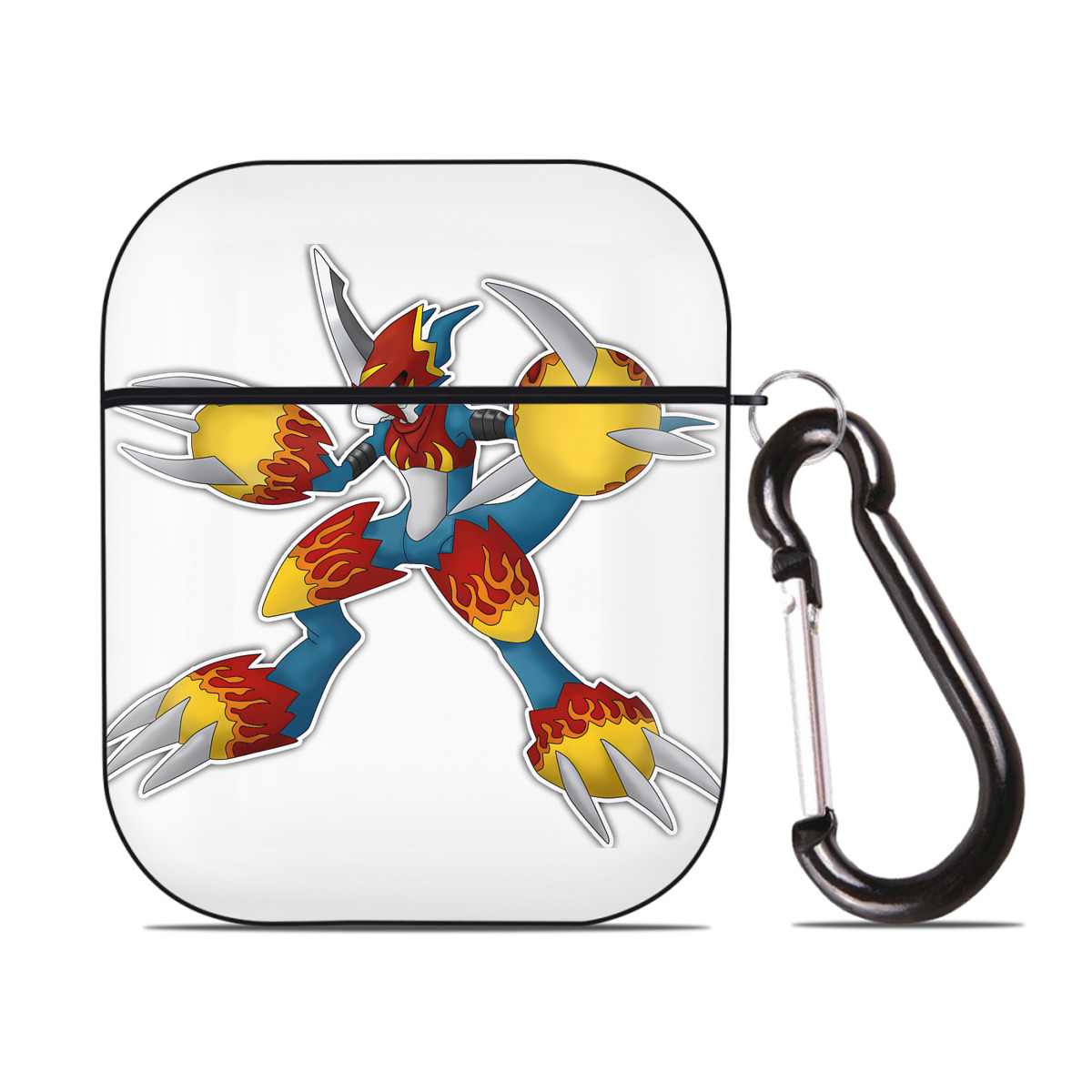 （画像用） Digimon デジタルモンスター/デジモン AirPods 第2世代保護ケース ハードシェル ブラック 耐衝撃・防指紋・カラビナ付き