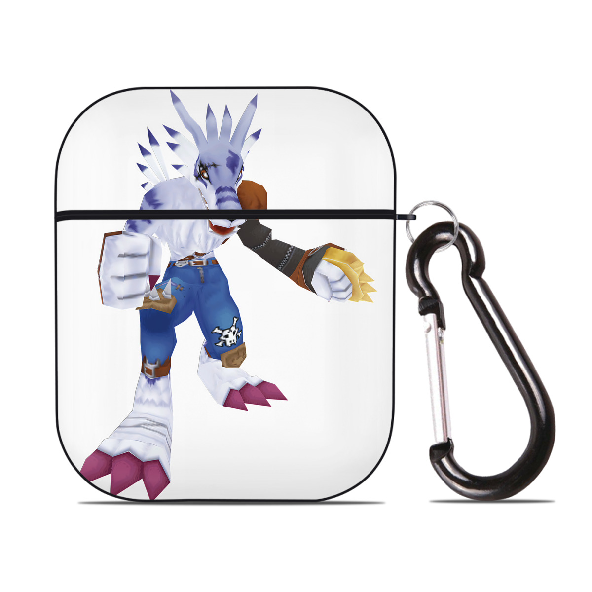 （画像用） Digimon デジタルモンスター/デジモン AirPods 第2世代保護ケース ハードシェル ブラック 耐衝撃・防指紋・カラビナ付き