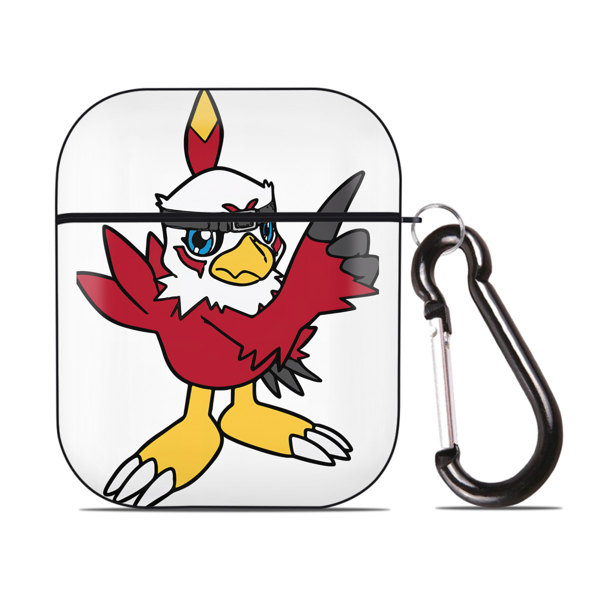 （画像用） Digimon デジタルモンスター/デジモン AirPods 第2世代保護ケース ハードシェル ブラック 耐衝撃・防指紋・カラビナ付き