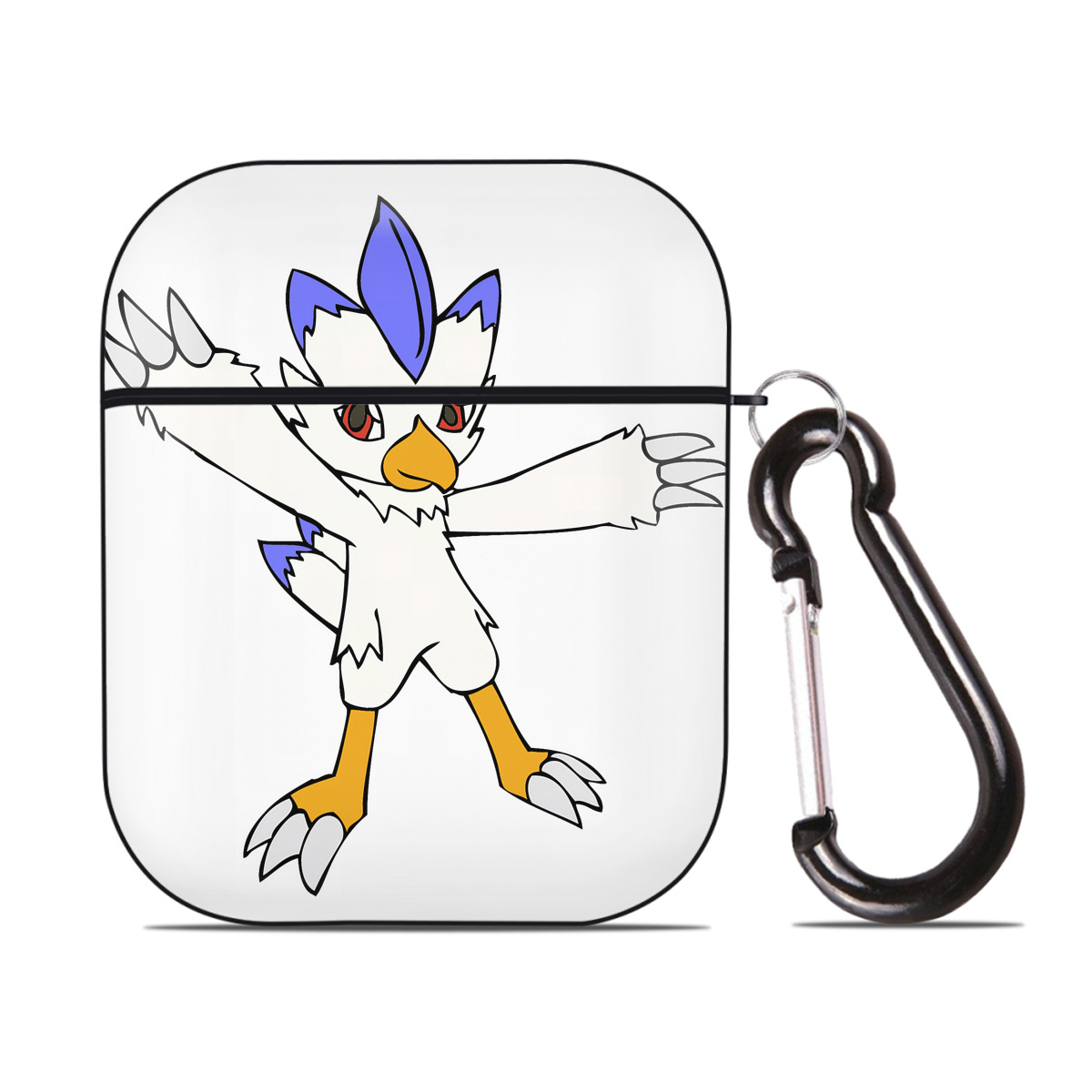 （画像用） Digimon デジタルモンスター/デジモン AirPods 第2世代保護ケース ハードシェル ブラック 耐衝撃・防指紋・カラビナ付き