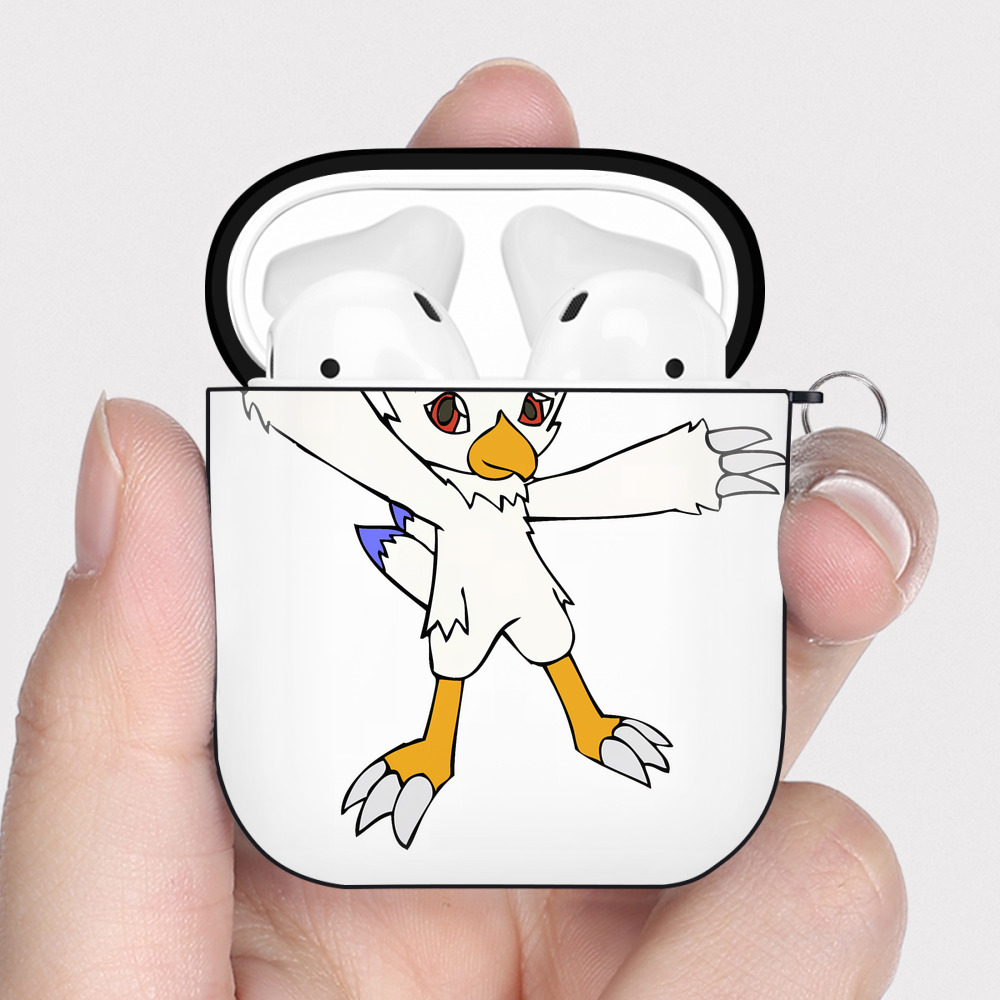（画像用） Digimon デジタルモンスター/デジモン AirPods 第2世代保護ケース ハードシェル ブラック 耐衝撃・防指紋・カラビナ付き