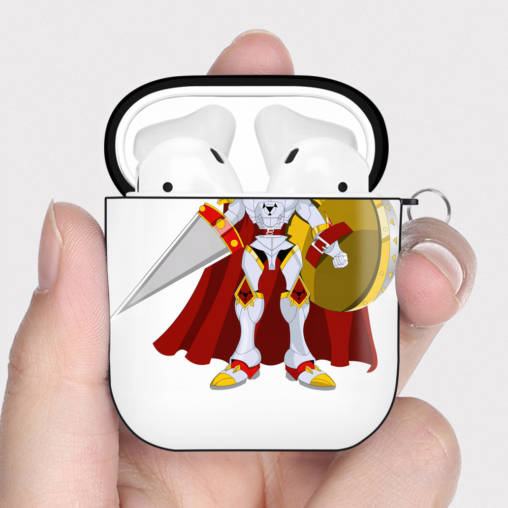 （画像用） Digimon デジタルモンスター/デジモン AirPods 第2世代保護ケース ハードシェル ブラック 耐衝撃・防指紋・カラビナ付き