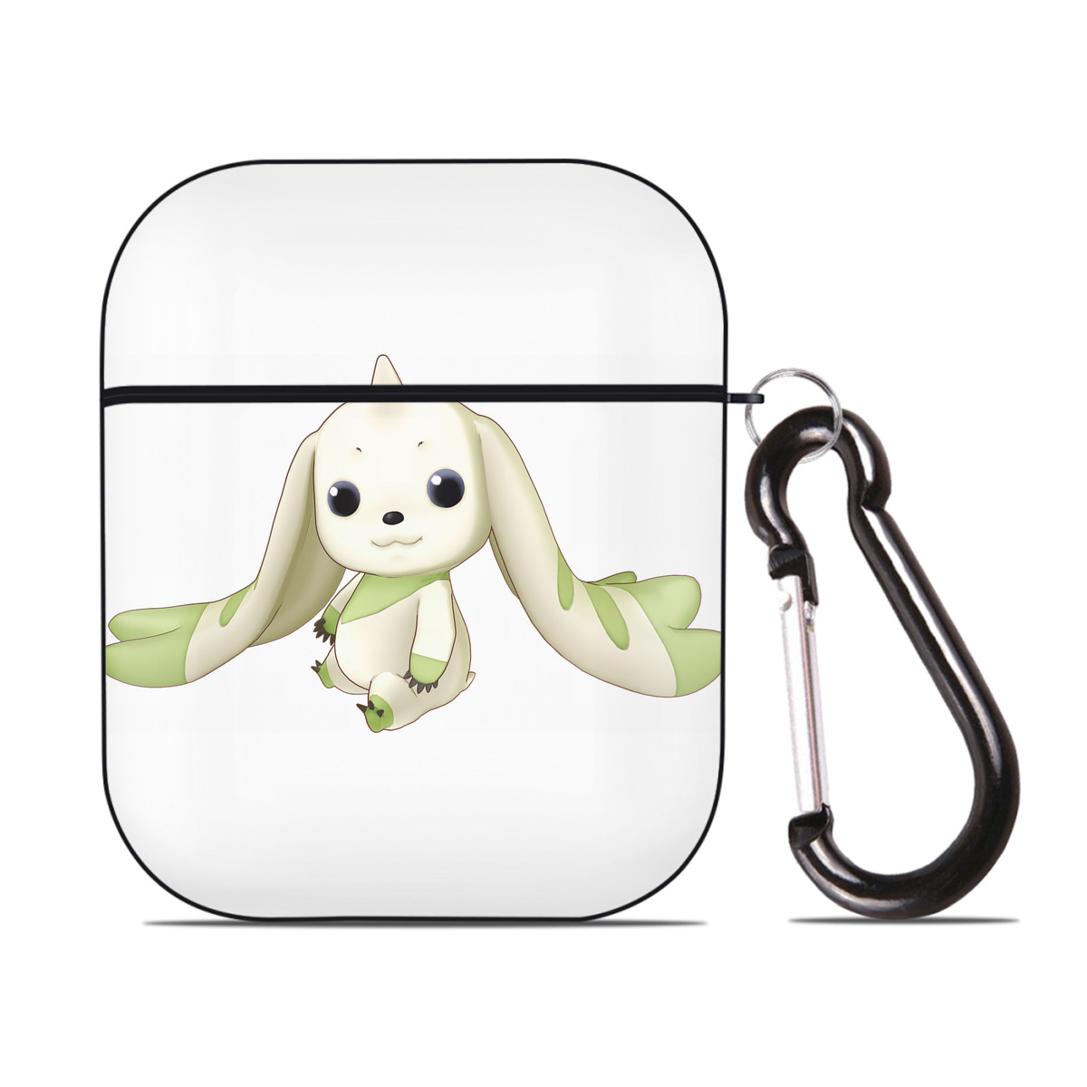 （画像用） Digimon デジタルモンスター/デジモン AirPods 第2世代保護ケース ハードシェル ブラック 耐衝撃・防指紋・カラビナ付き