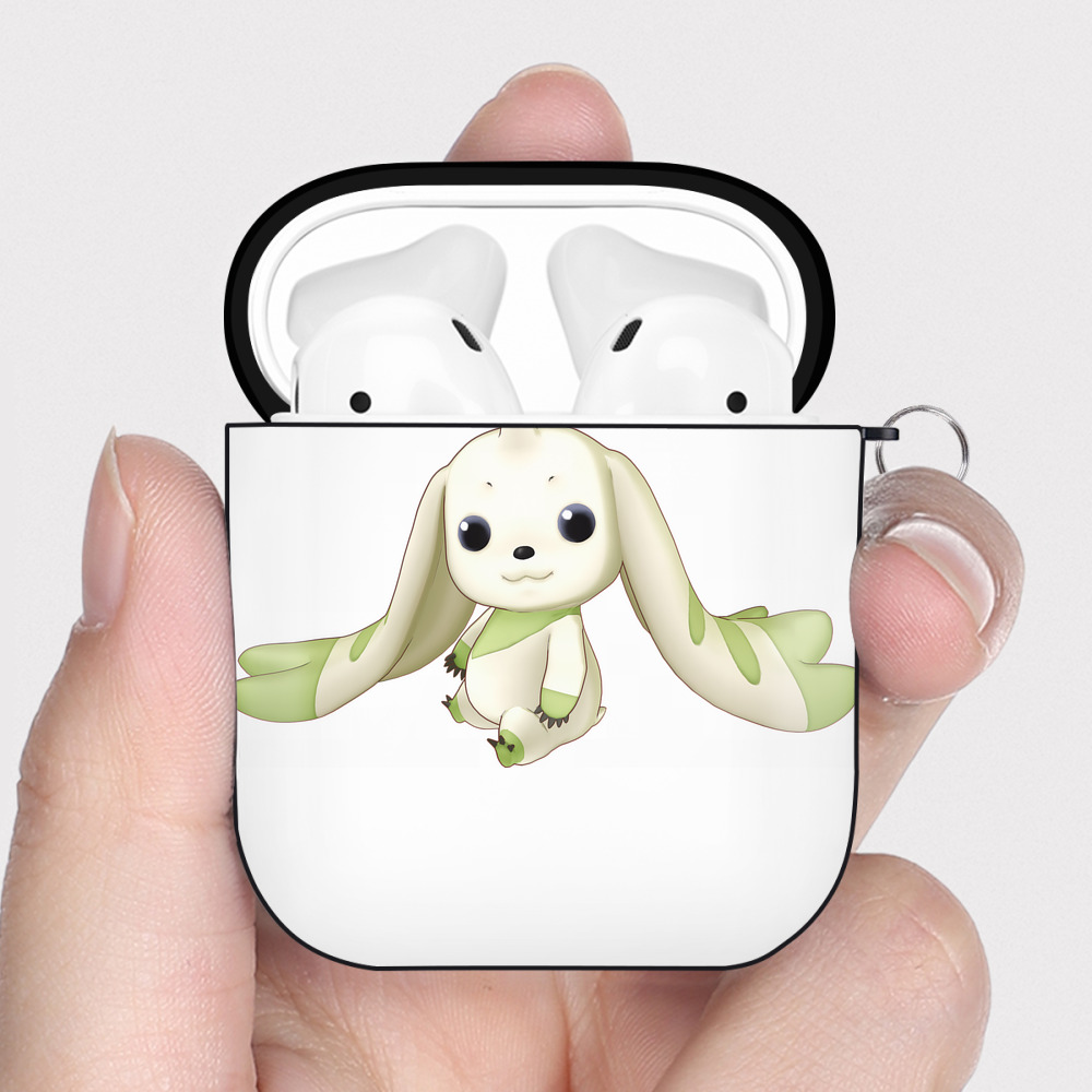（画像用） Digimon デジタルモンスター/デジモン AirPods 第2世代保護ケース ハードシェル ブラック 耐衝撃・防指紋・カラビナ付き