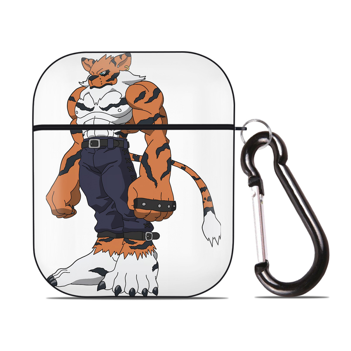 （画像用） Digimon デジタルモンスター/デジモン AirPods 第2世代保護ケース ハードシェル ブラック 耐衝撃・防指紋・カラビナ付き