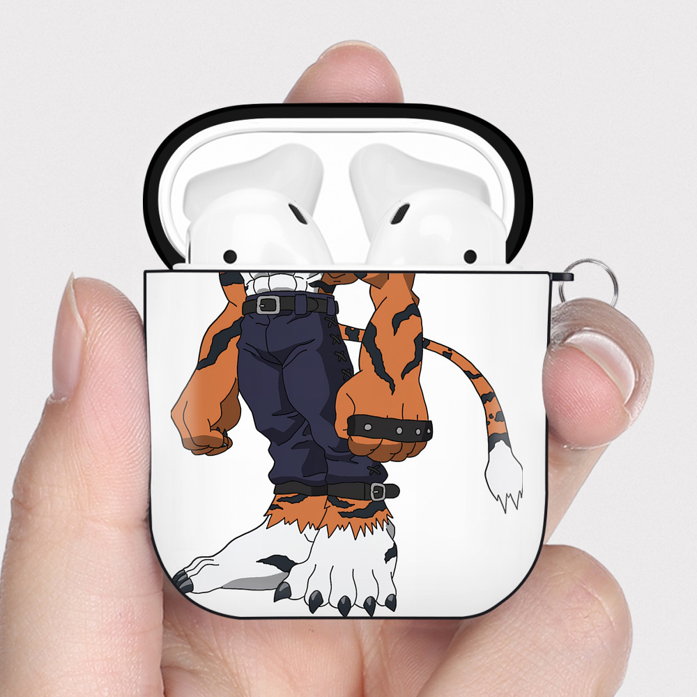 （画像用） Digimon デジタルモンスター/デジモン AirPods 第2世代保護ケース ハードシェル ブラック 耐衝撃・防指紋・カラビナ付き