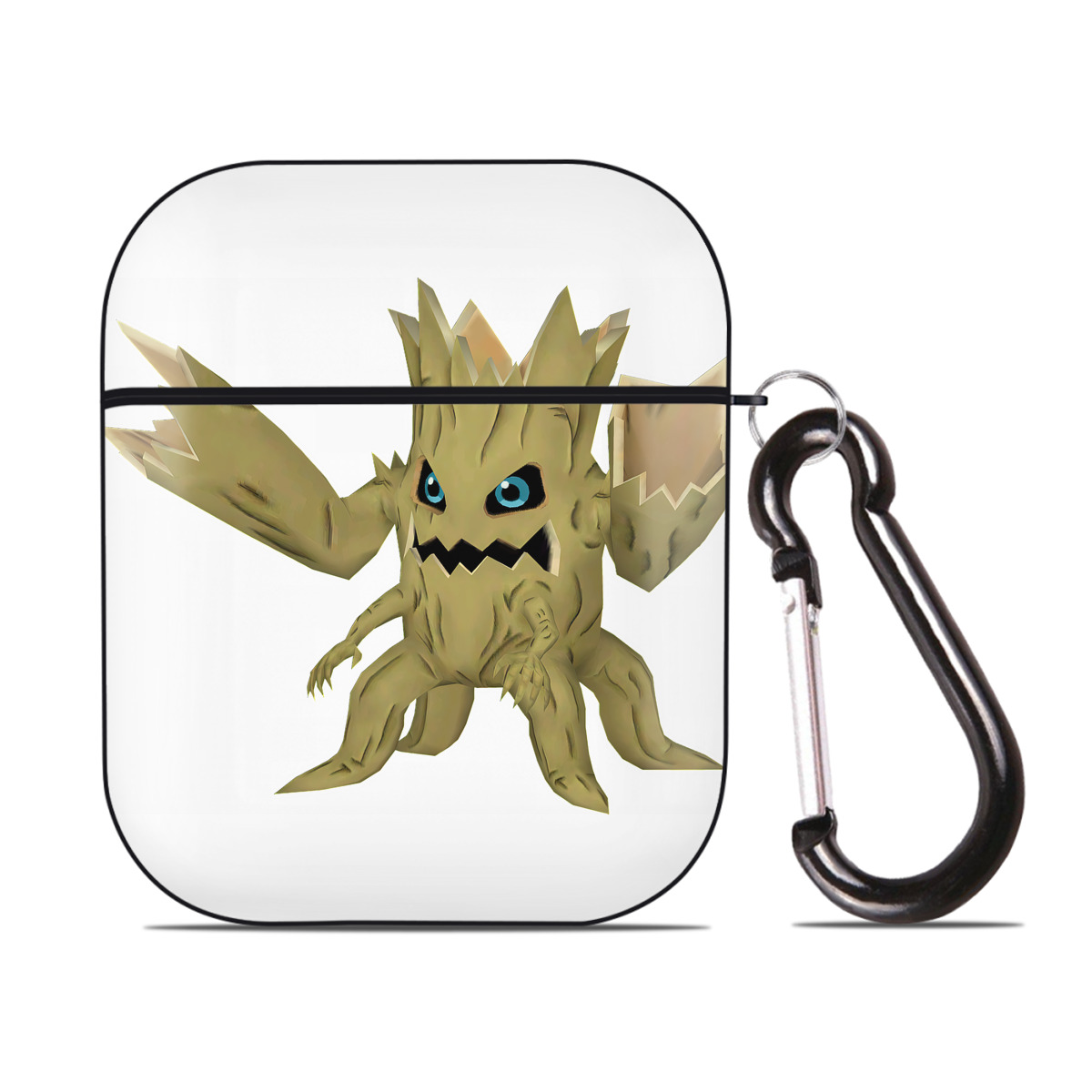 （画像用） Digimon デジタルモンスター/デジモン AirPods 第2世代保護ケース ハードシェル ブラック 耐衝撃・防指紋・カラビナ付き