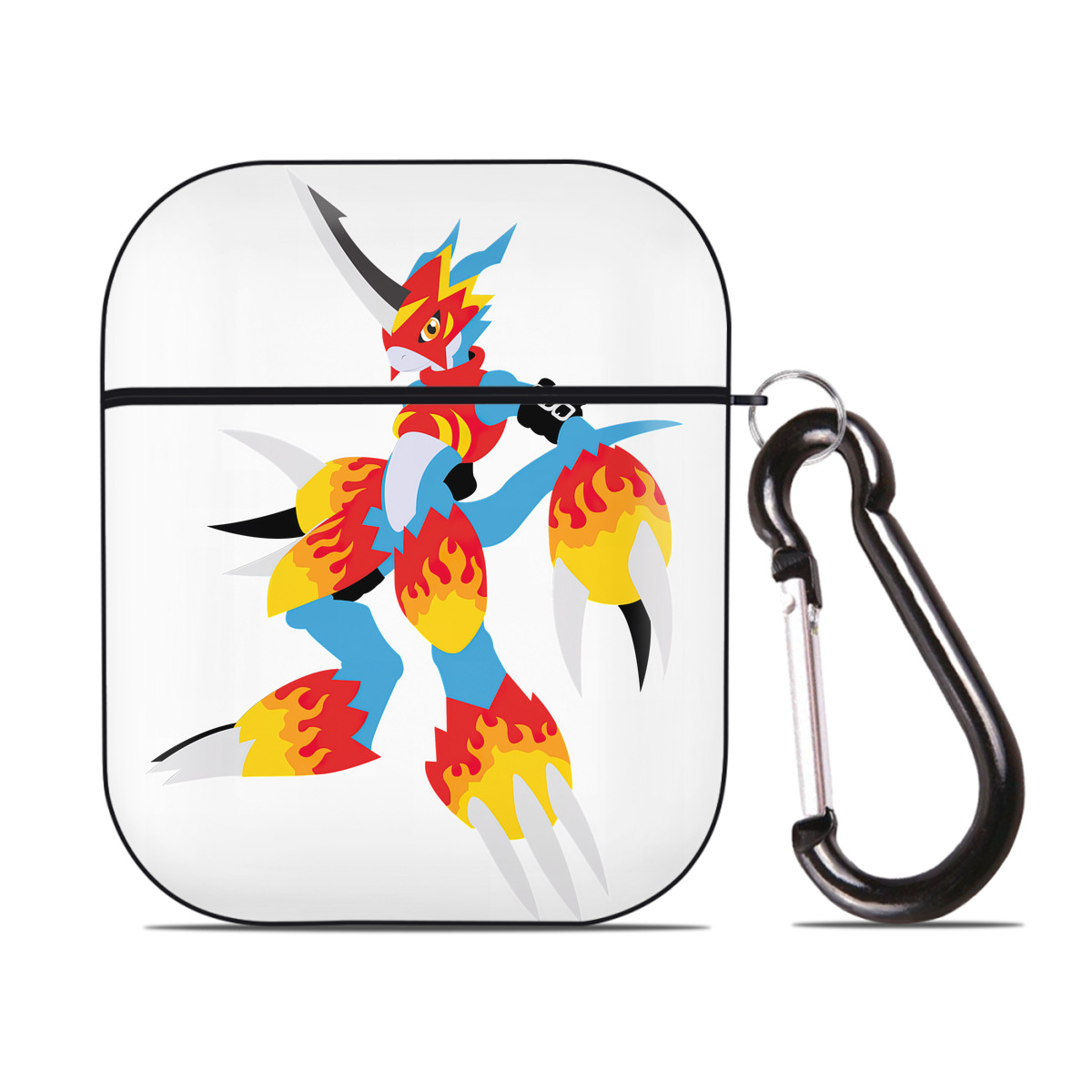 （画像用） Digimon デジタルモンスター/デジモン AirPods 第2世代保護ケース ハードシェル ブラック 耐衝撃・防指紋・カラビナ付き
