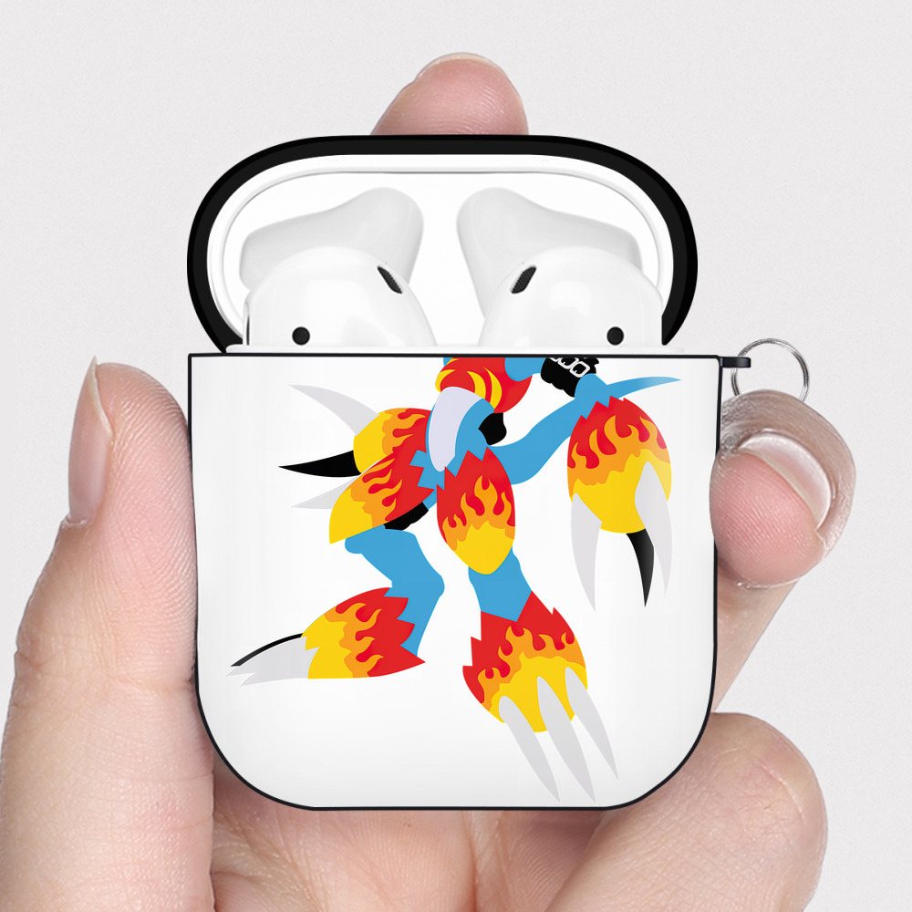 （画像用） Digimon デジタルモンスター/デジモン AirPods 第2世代保護ケース ハードシェル ブラック 耐衝撃・防指紋・カラビナ付き