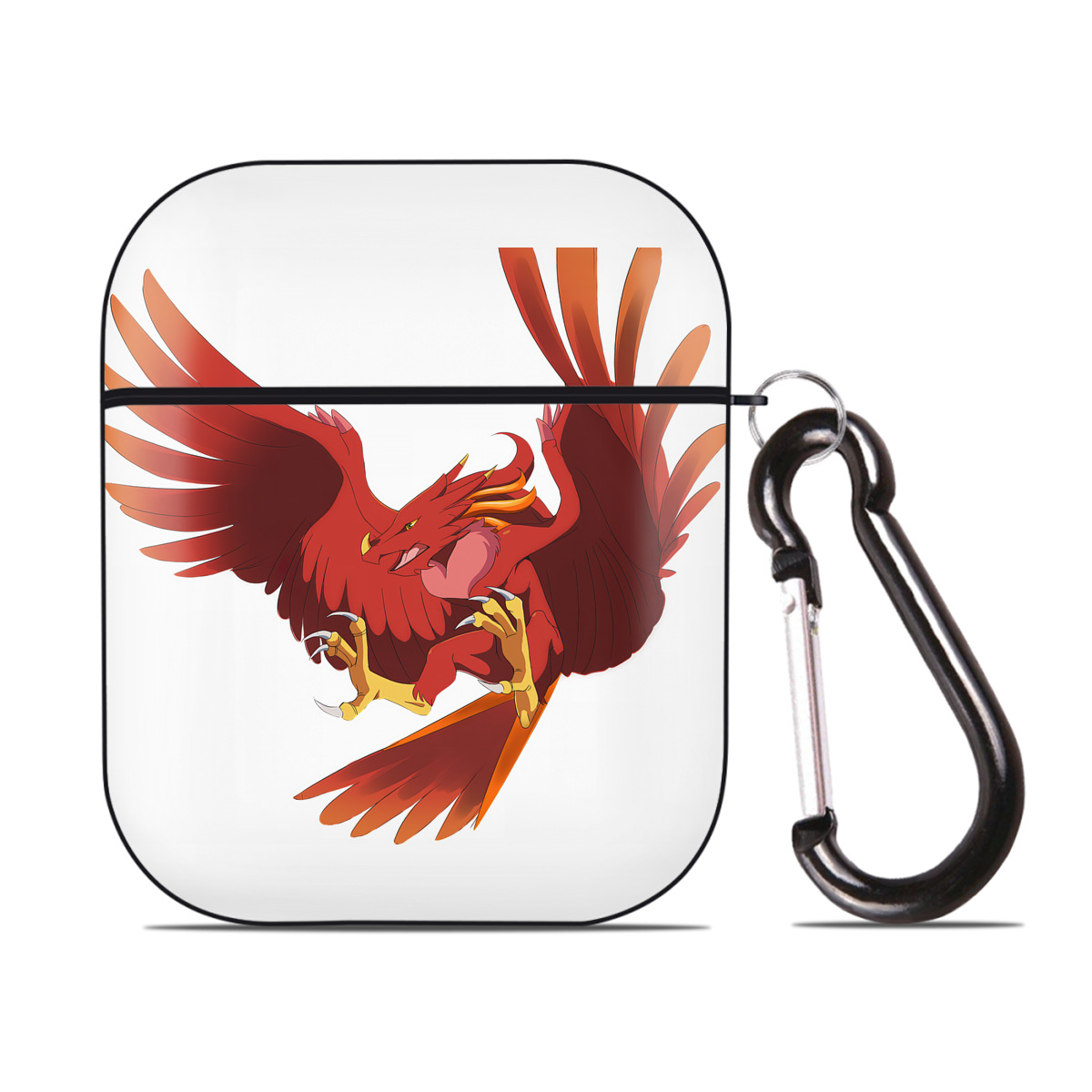 （画像用） Digimon デジタルモンスター/デジモン AirPods 第2世代保護ケース ハードシェル ブラック 耐衝撃・防指紋・カラビナ付き