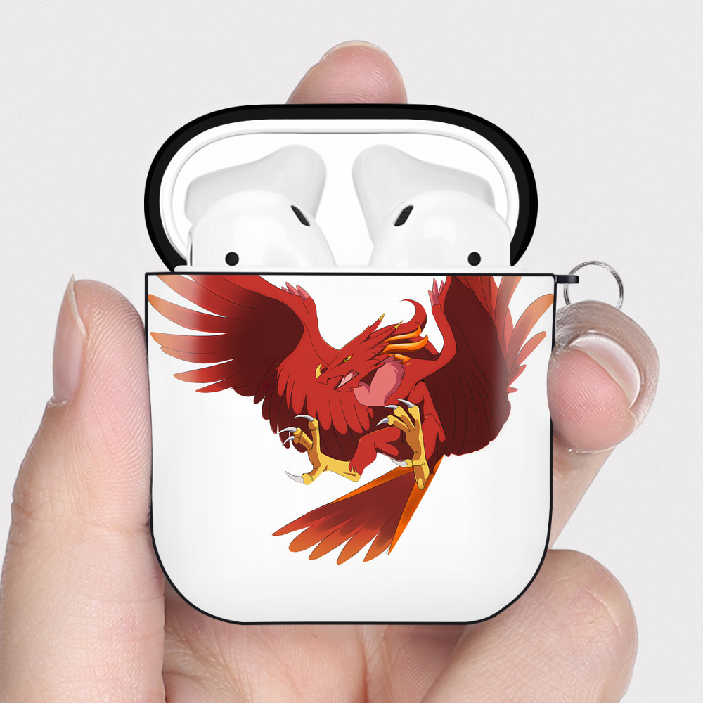（画像用） Digimon デジタルモンスター/デジモン AirPods 第2世代保護ケース ハードシェル ブラック 耐衝撃・防指紋・カラビナ付き