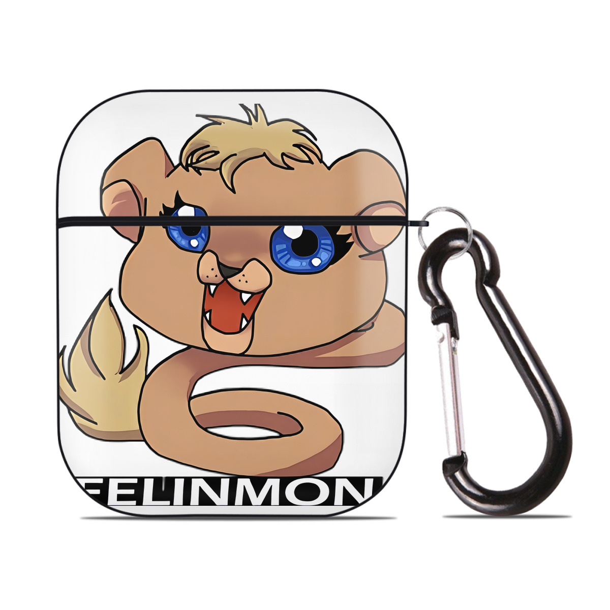 （画像用） Digimon デジタルモンスター/デジモン AirPods 第2世代保護ケース ハードシェル ブラック 耐衝撃・防指紋・カラビナ付き