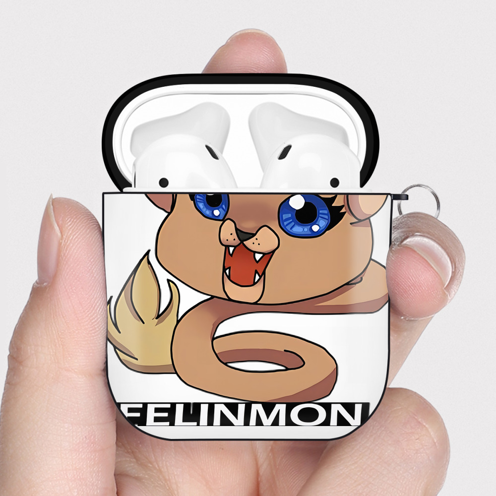 （画像用） Digimon デジタルモンスター/デジモン AirPods 第2世代保護ケース ハードシェル ブラック 耐衝撃・防指紋・カラビナ付き