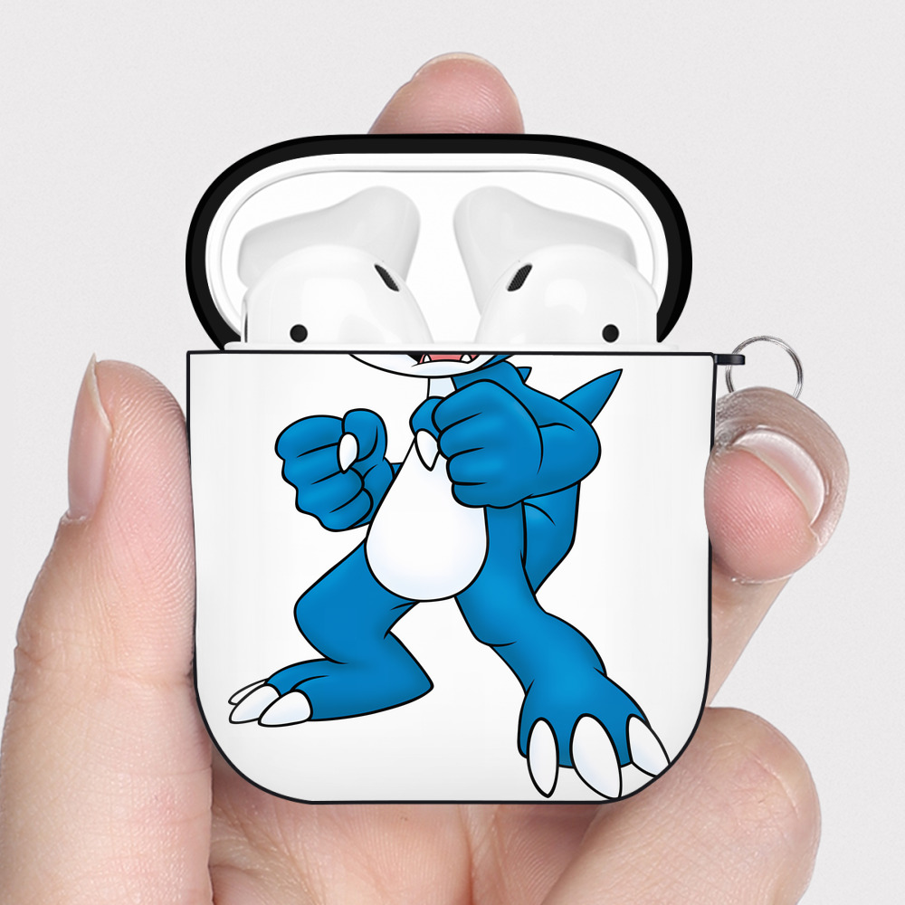 （画像用） Digimon デジタルモンスター/デジモン AirPods 第2世代保護ケース ハードシェル ブラック 耐衝撃・防指紋・カラビナ付き