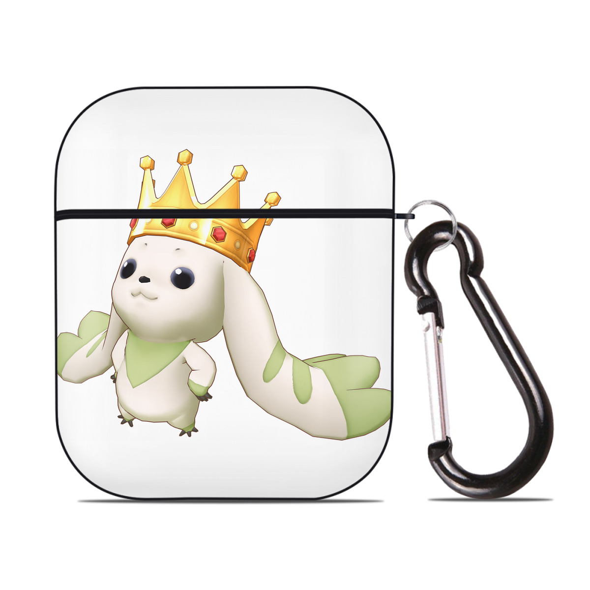 （画像用） Digimon デジタルモンスター/デジモン AirPods 第2世代保護ケース ハードシェル ブラック 耐衝撃・防指紋・カラビナ付き