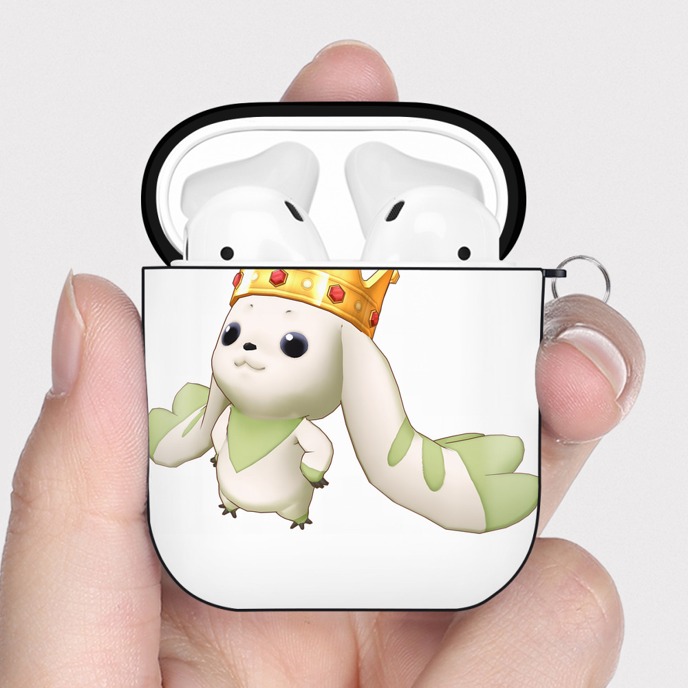 （画像用） Digimon デジタルモンスター/デジモン AirPods 第2世代保護ケース ハードシェル ブラック 耐衝撃・防指紋・カラビナ付き
