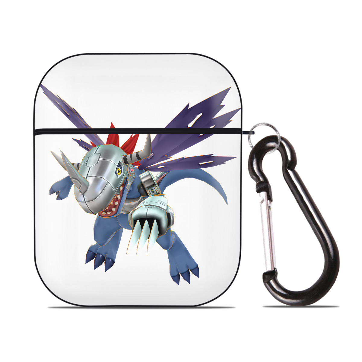 （画像用） Digimon デジタルモンスター/デジモン AirPods 第2世代保護ケース ハードシェル ブラック 耐衝撃・防指紋・カラビナ付き