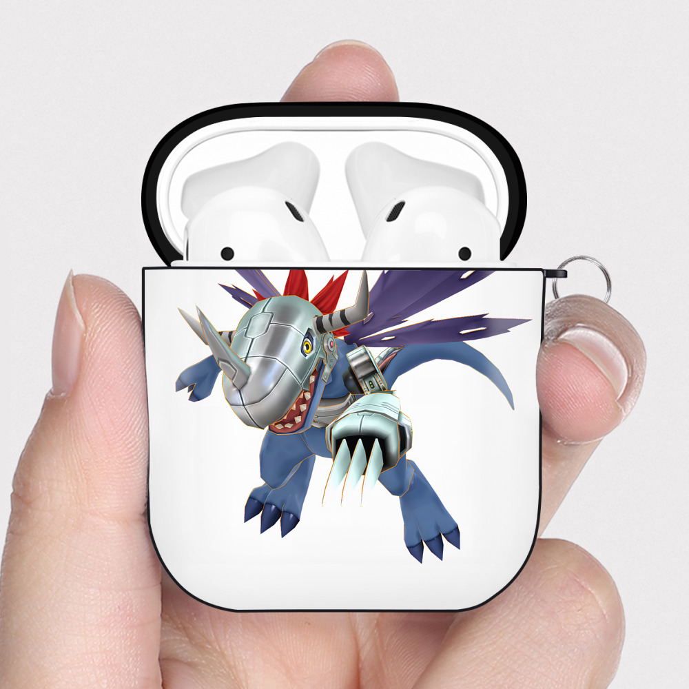 （画像用） Digimon デジタルモンスター/デジモン AirPods 第2世代保護ケース ハードシェル ブラック 耐衝撃・防指紋・カラビナ付き