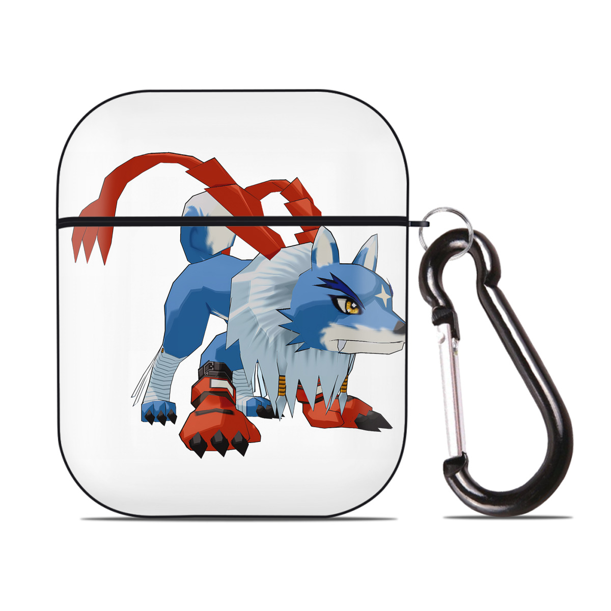（画像用） Digimon デジタルモンスター/デジモン AirPods 第2世代保護ケース ハードシェル ブラック 耐衝撃・防指紋・カラビナ付き