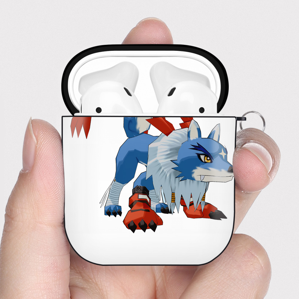 （画像用） Digimon デジタルモンスター/デジモン AirPods 第2世代保護ケース ハードシェル ブラック 耐衝撃・防指紋・カラビナ付き