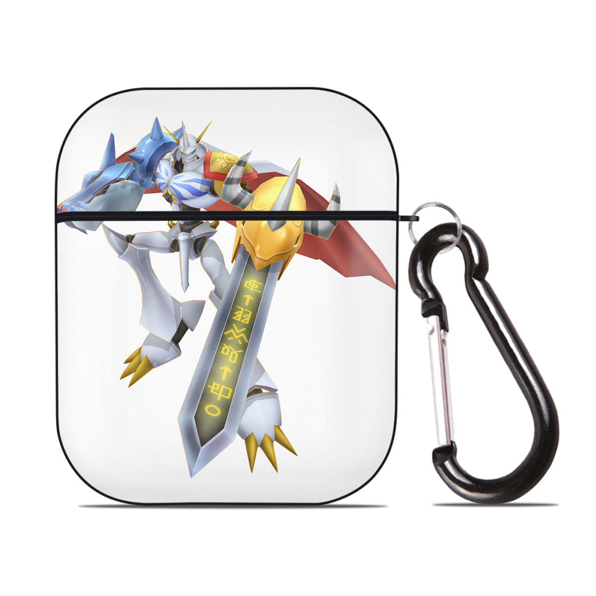 （画像用） Digimon デジタルモンスター/デジモン AirPods 第2世代保護ケース ハードシェル ブラック 耐衝撃・防指紋・カラビナ付き