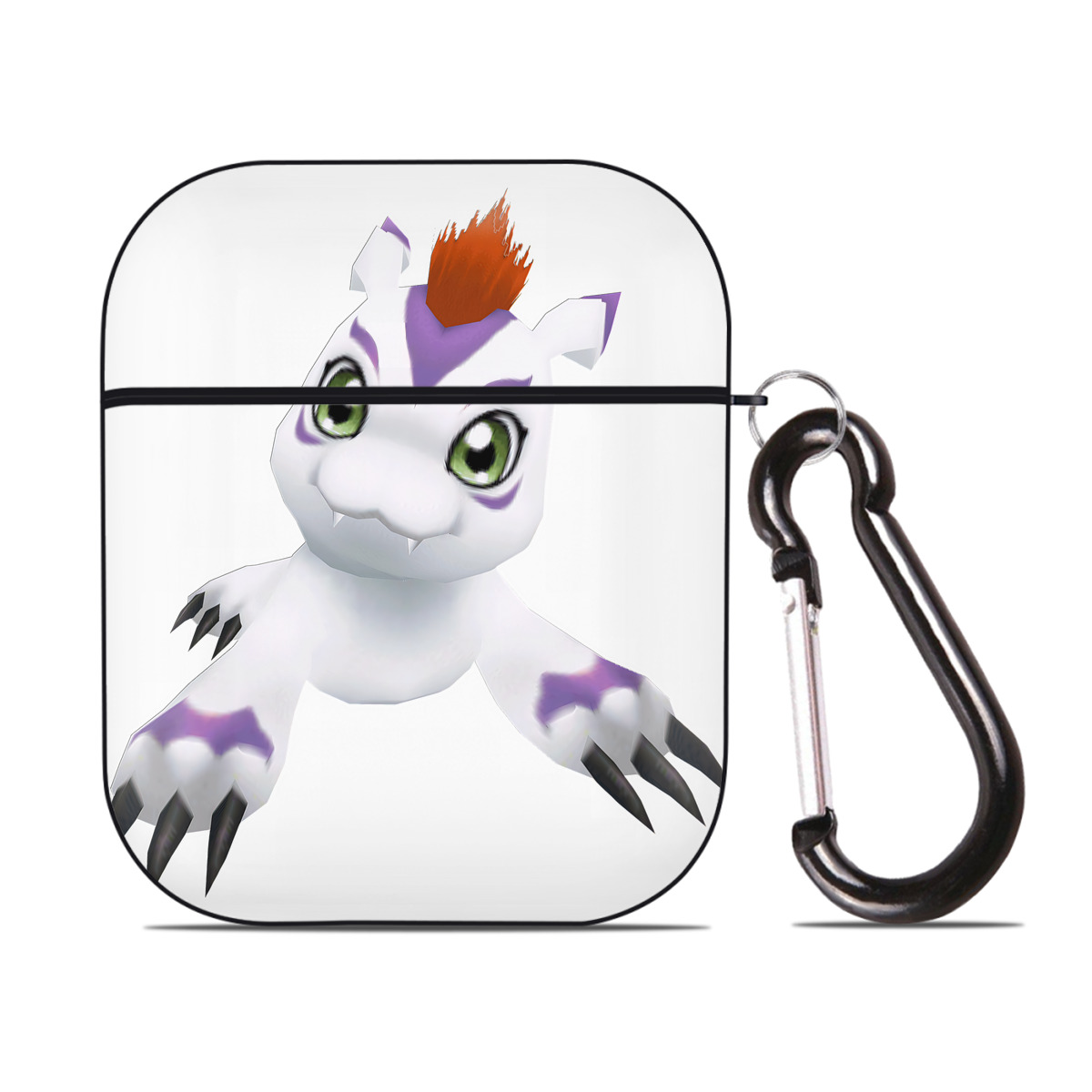 （画像用） Digimon デジタルモンスター/デジモン AirPods 第2世代保護ケース ハードシェル ブラック 耐衝撃・防指紋・カラビナ付き