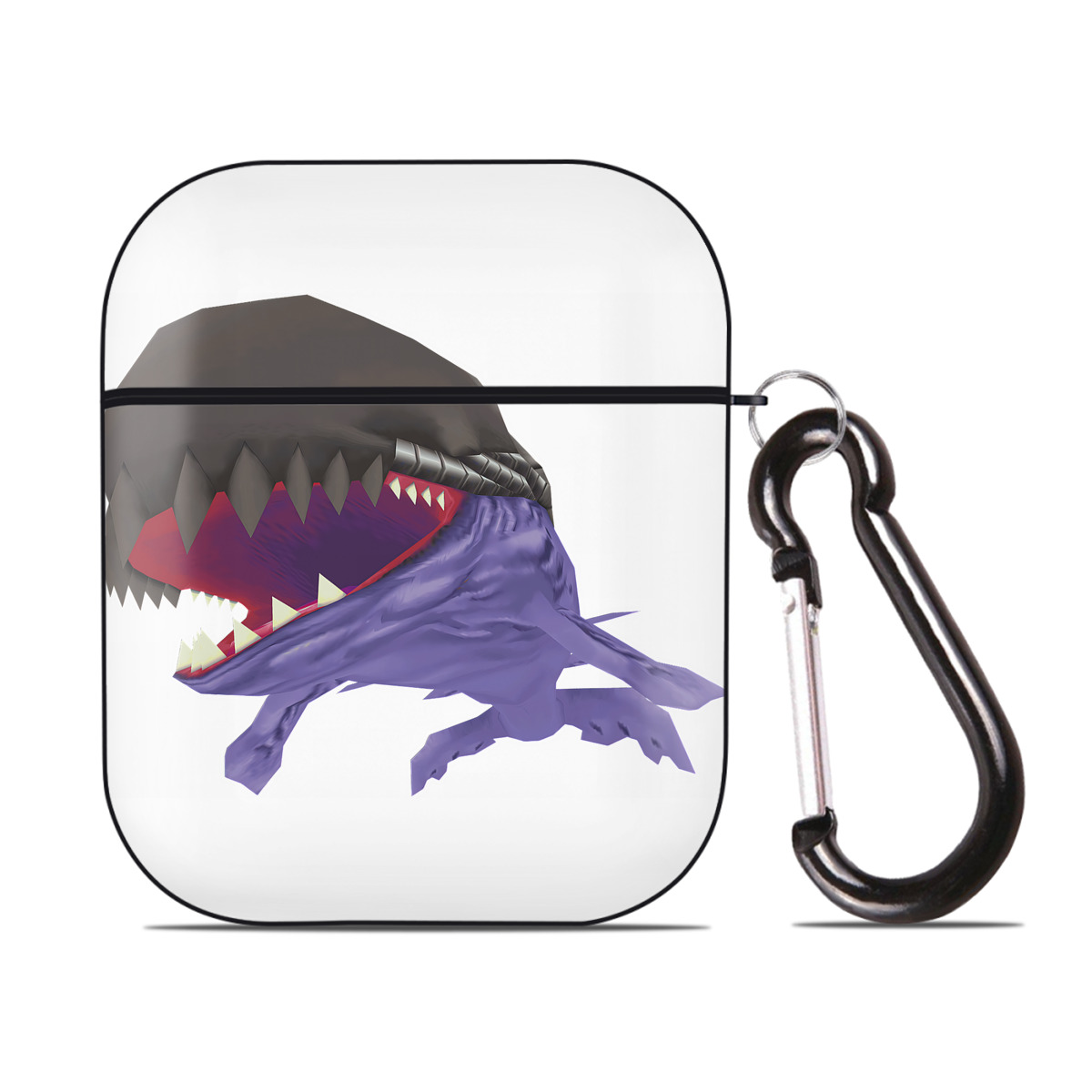 （画像用） Digimon デジタルモンスター/デジモン AirPods 第2世代保護ケース ハードシェル ブラック 耐衝撃・防指紋・カラビナ付き